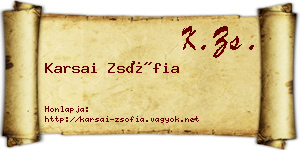 Karsai Zsófia névjegykártya